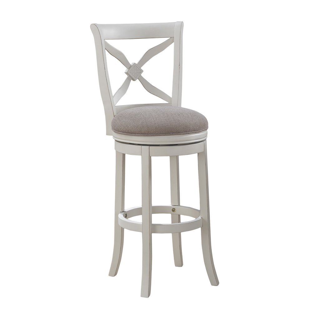 Accera 34" Swivel Stool - Distressed Antique White. Picture 1