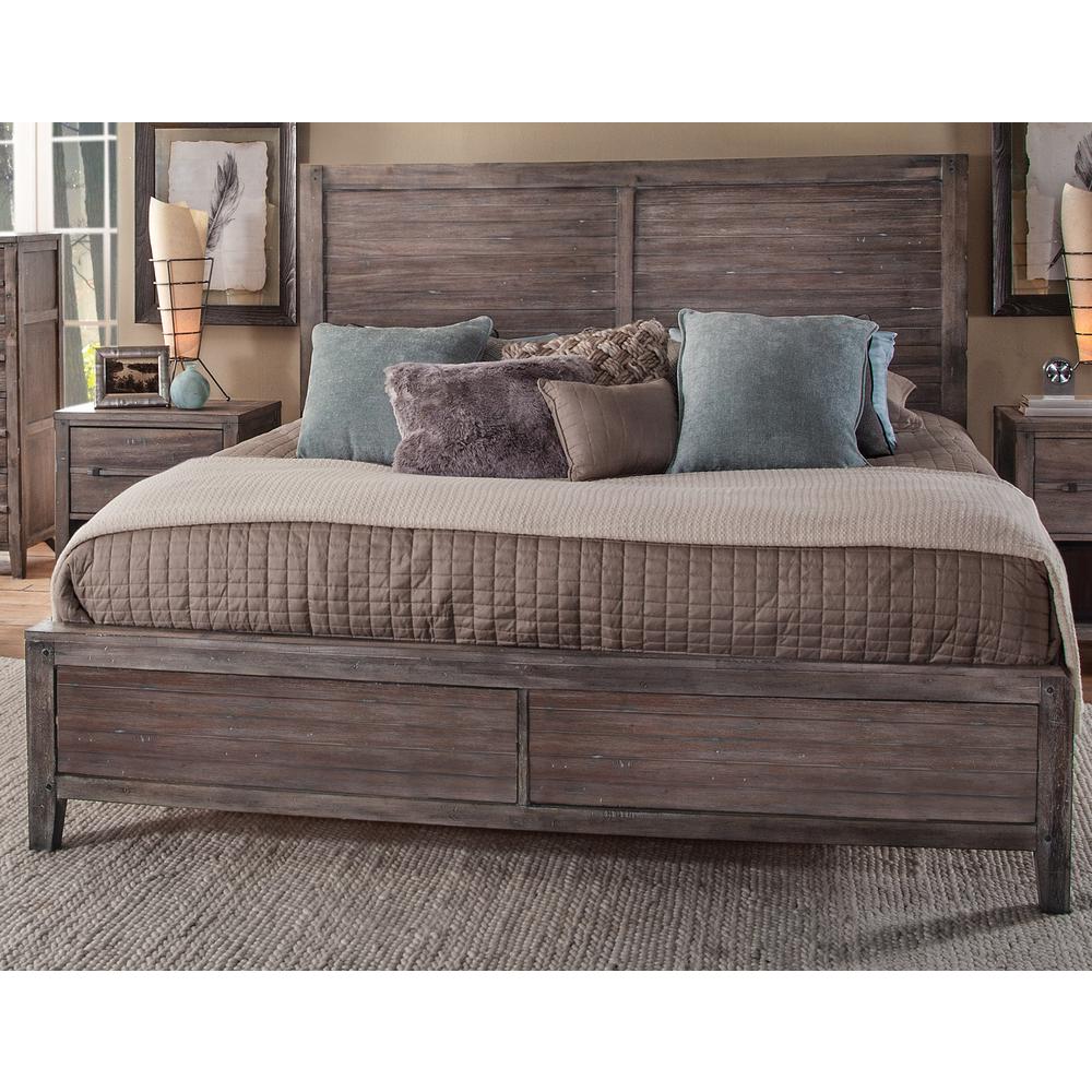 Aurora King Panel Bed - With Panel Footboard - Weathered Grey. Picture 2