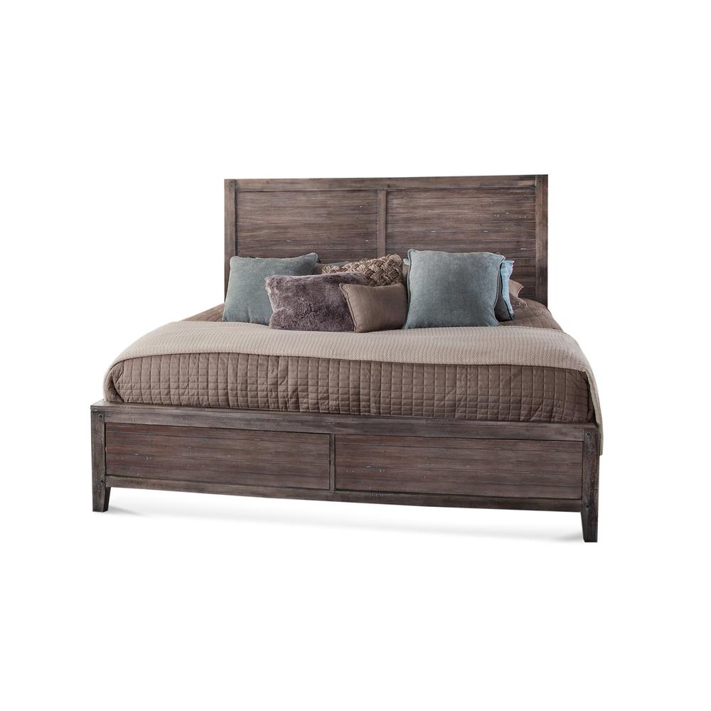 Aurora King Panel Bed - With Panel Footboard - Weathered Grey. Picture 1