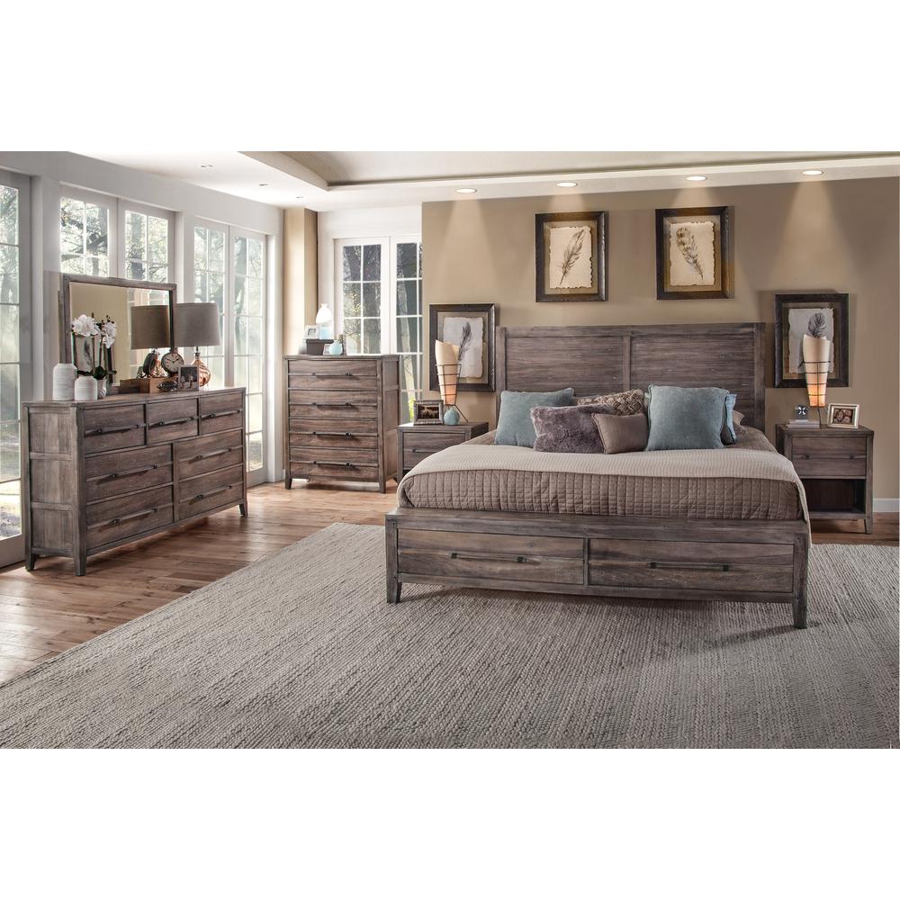 Aurora King Panel Bed - With Storage Footboard - Weathered Grey. Picture 4