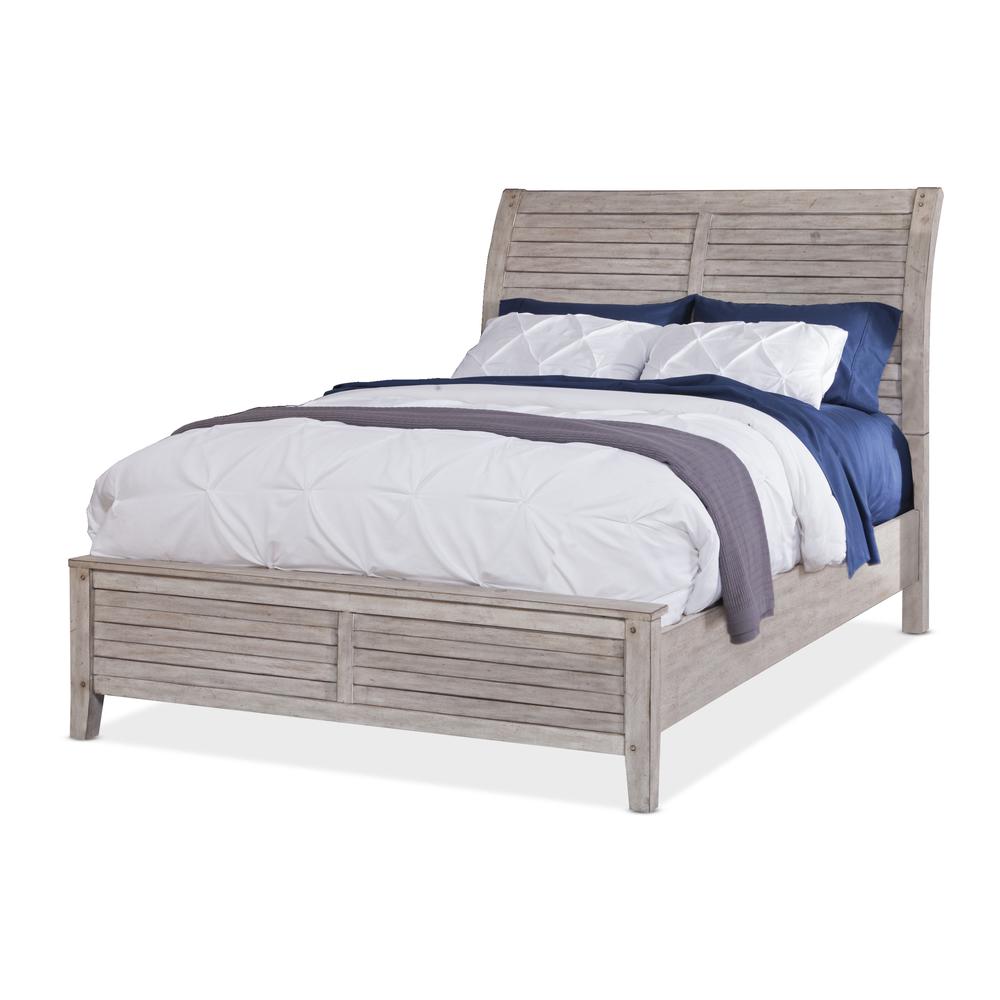 Aurora Queen Sleigh Bed - With Panel Footboard - Whitewash. Picture 1