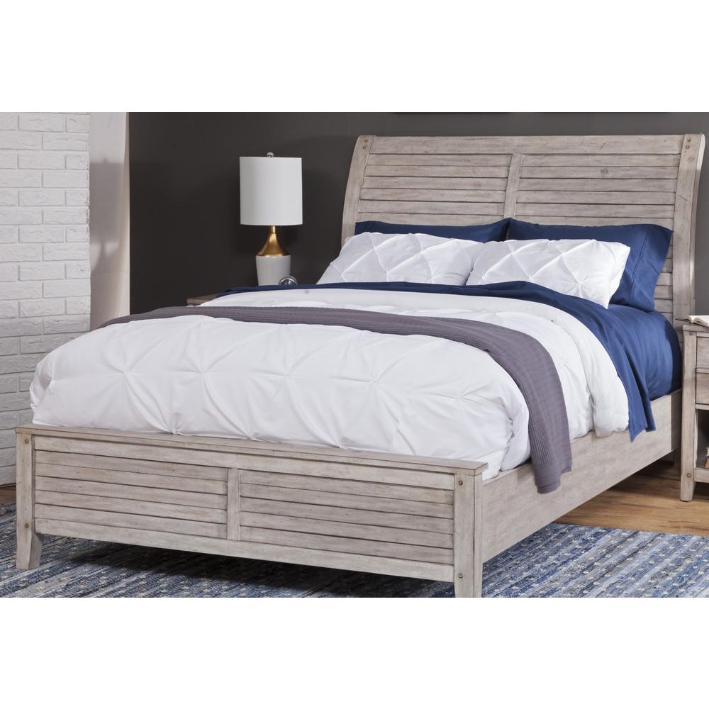 Aurora Queen Sleigh Bed - With Panel Footboard - Whitewash. Picture 3