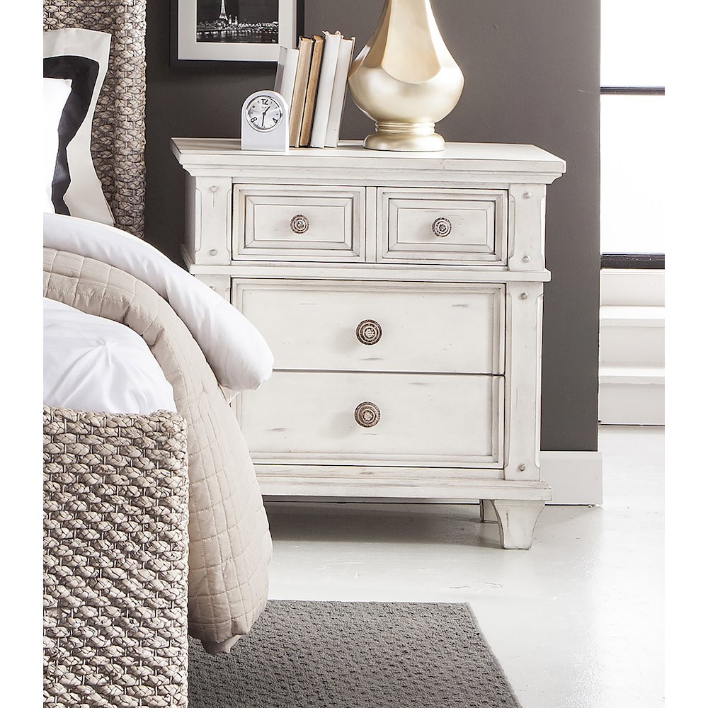 Sedona 3-Drawer Nightstand - Cobblestone White. Picture 4