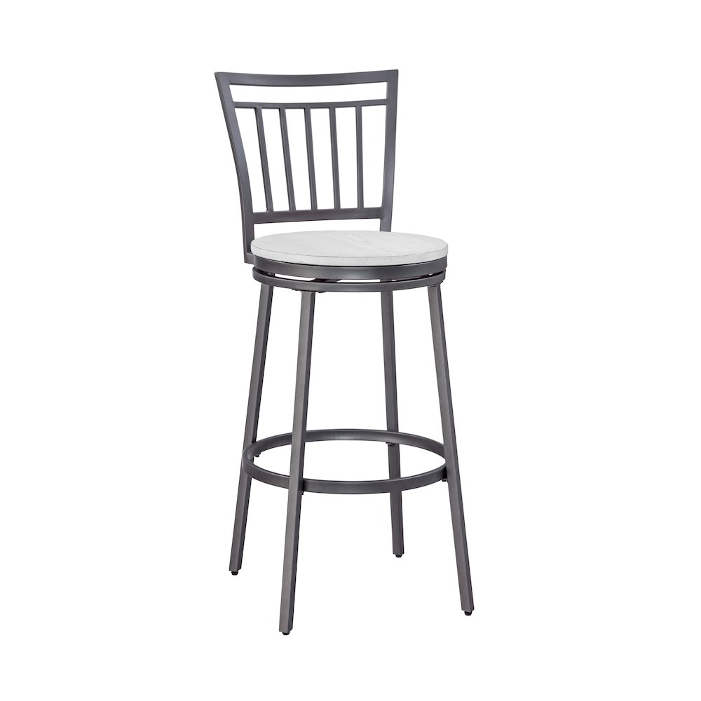 Stockton 30" Metal Swivel Stool - Slate Grey - White Oak Seat. Picture 2