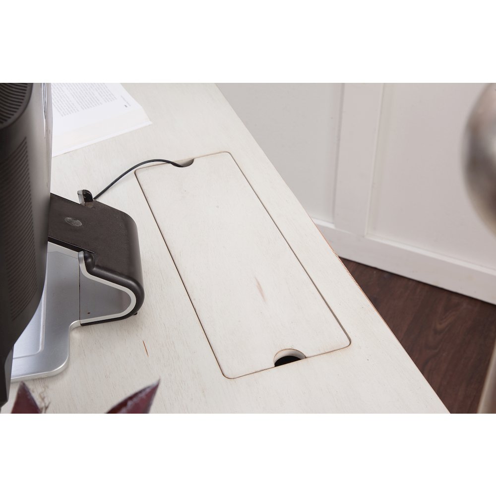 Sedona 60" Storage Desk with Power - Cobblestone White. Picture 5