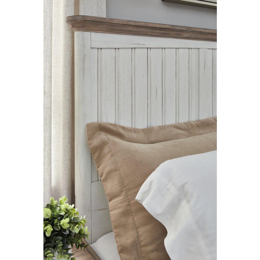 Beach Comber Queen Headboard - Weathered White - Sand Top. Picture 3