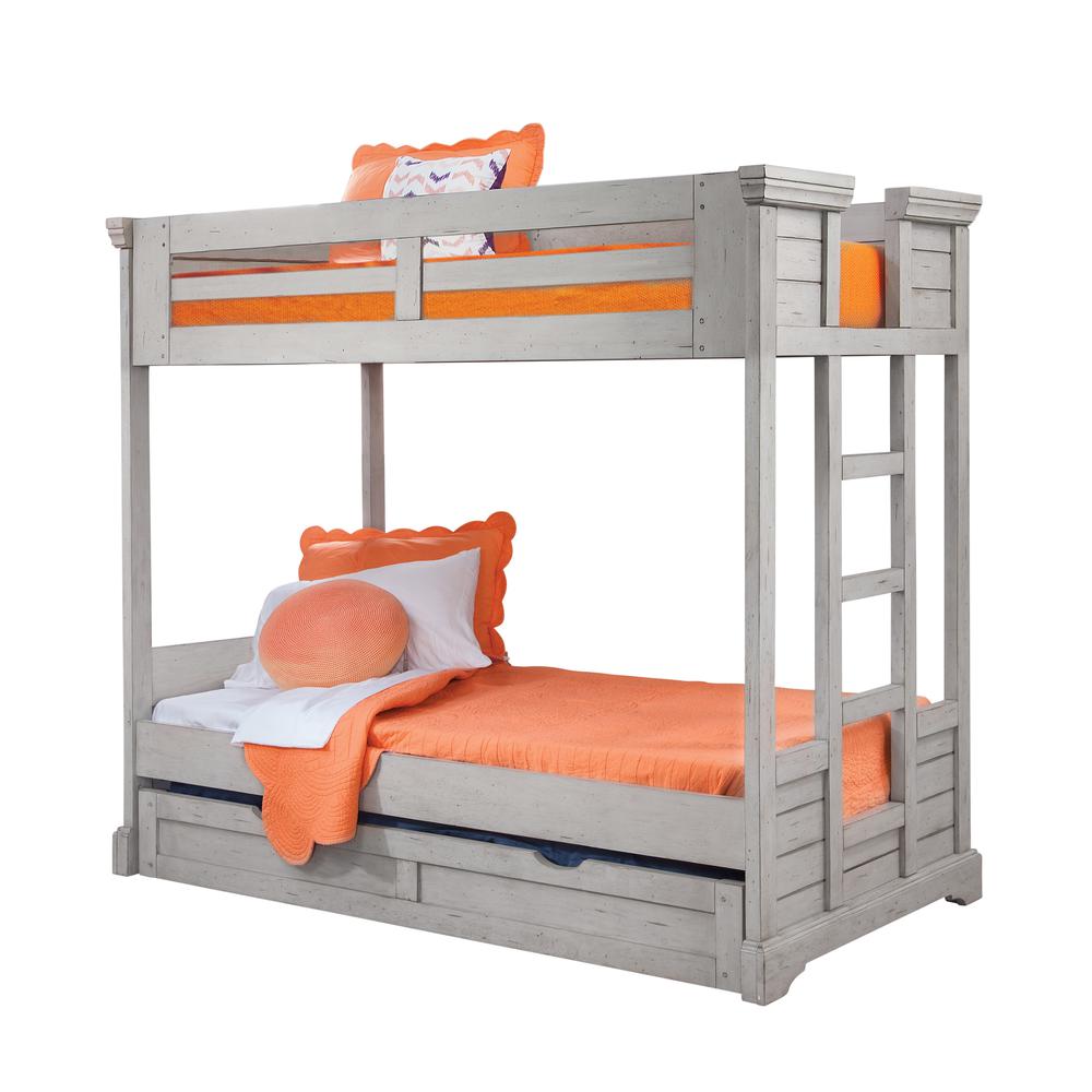 Stonebrook Twin Over Twin 3/3 over 3/3 Bunkbed - Light Distressed Antique Gray. Picture 2