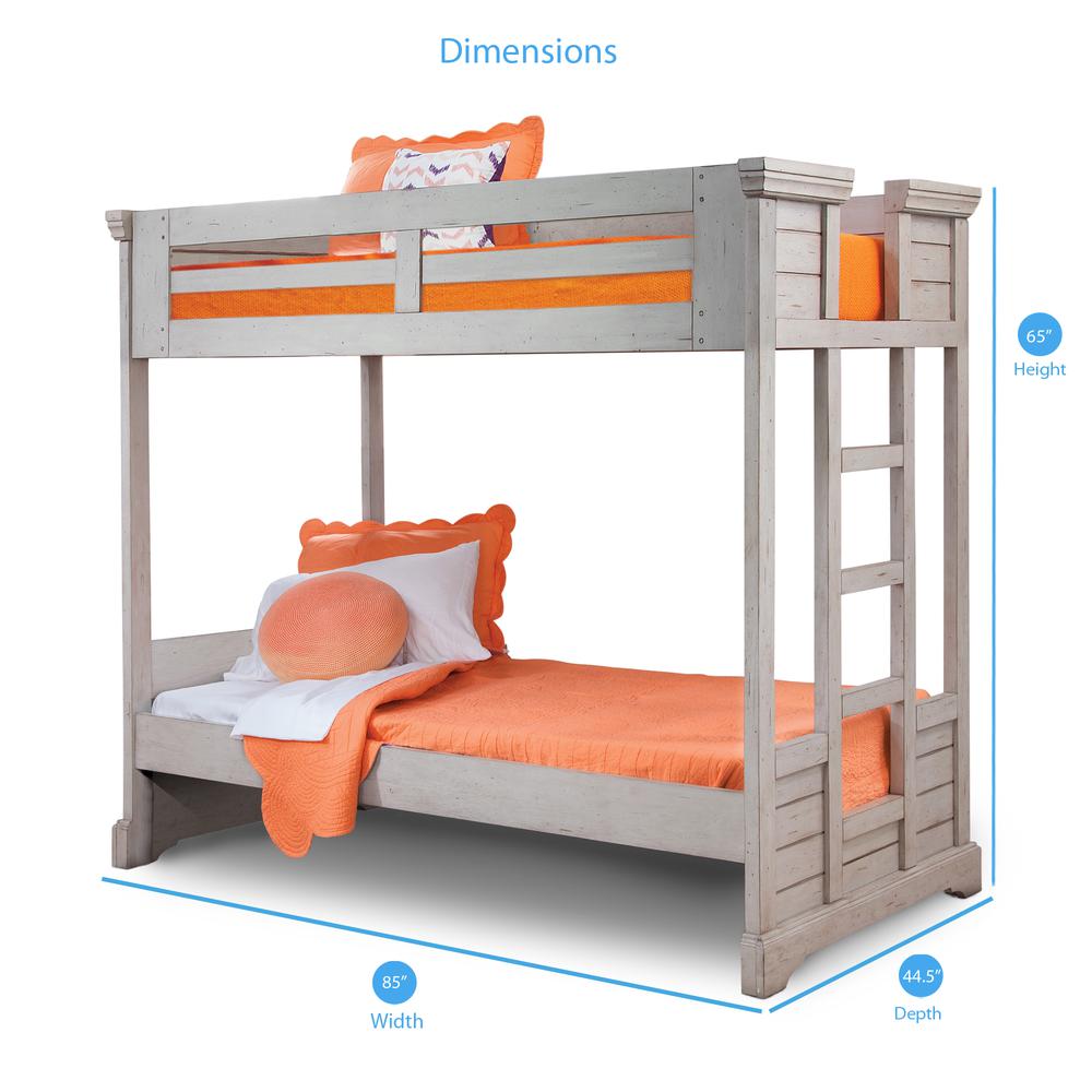 Stonebrook Twin Over Twin 3/3 over 3/3 Bunkbed - Light Distressed Antique Gray. Picture 3