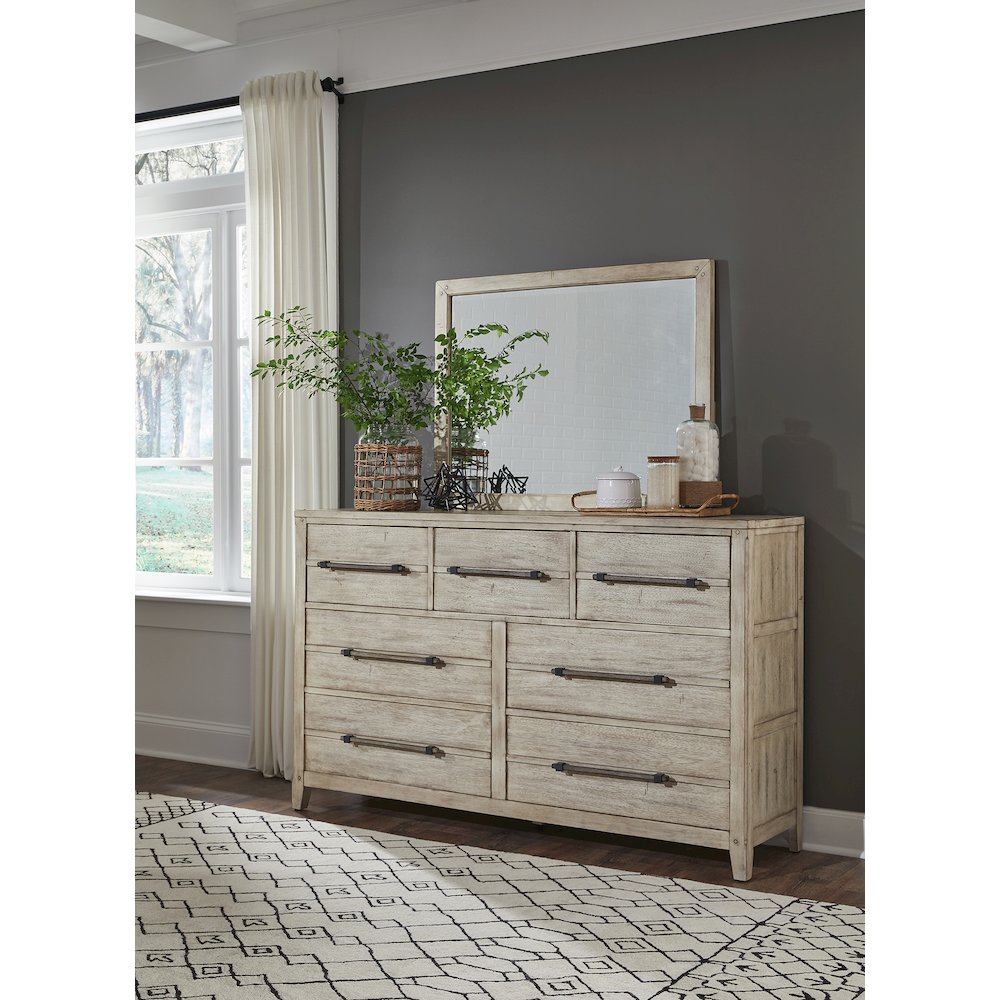 Aurora Dresser with Mirror - Whitewash. Picture 3