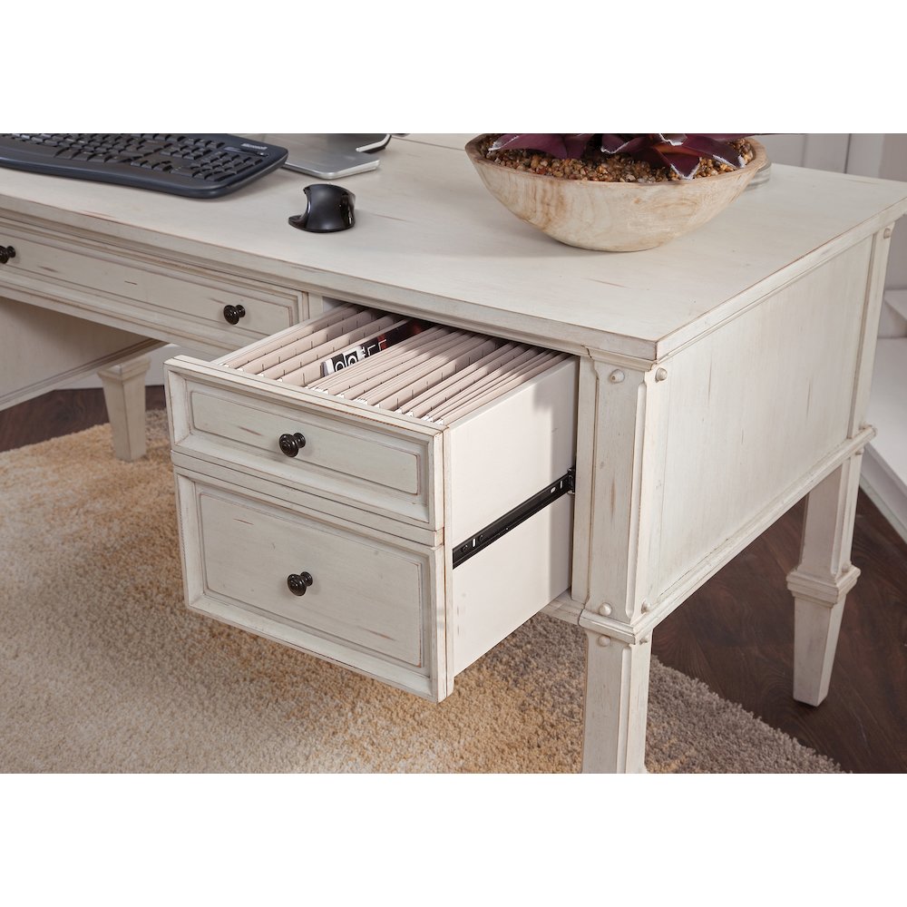 Sedona 60" Storage Desk with Power - Cobblestone White. Picture 4