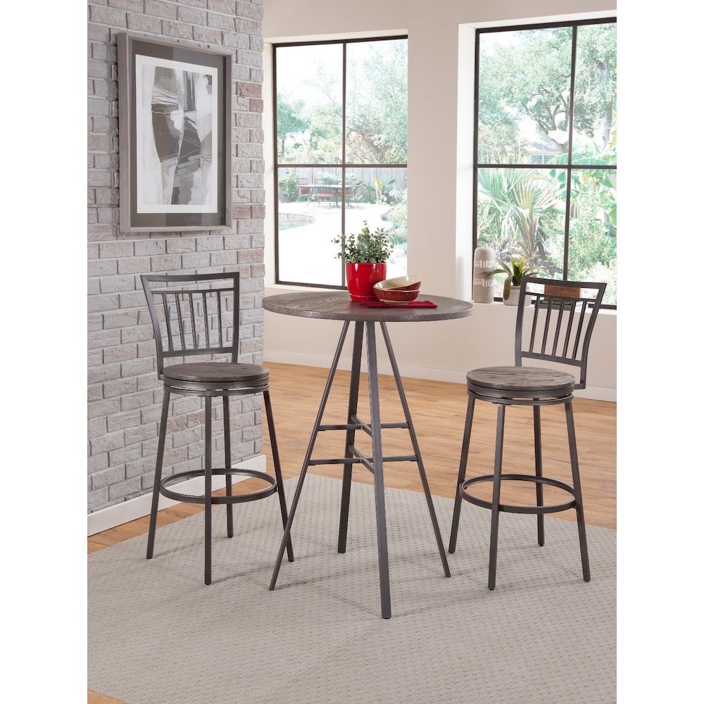 Stockton 25" Metal Swivel Stool - Slate Grey - Grey Oak Seat. Picture 3