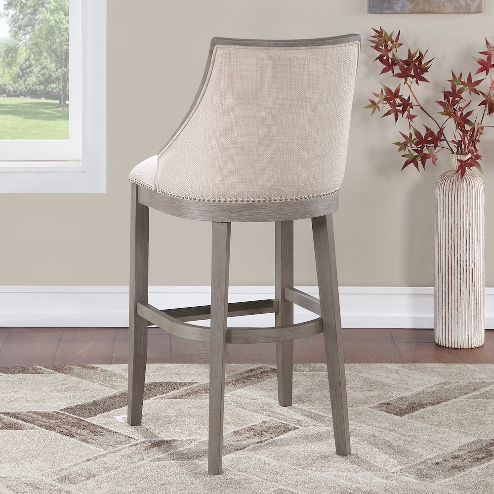 Keller Counter Height Stool 30" - Beige Fabric - Greywood Finish. Picture 7