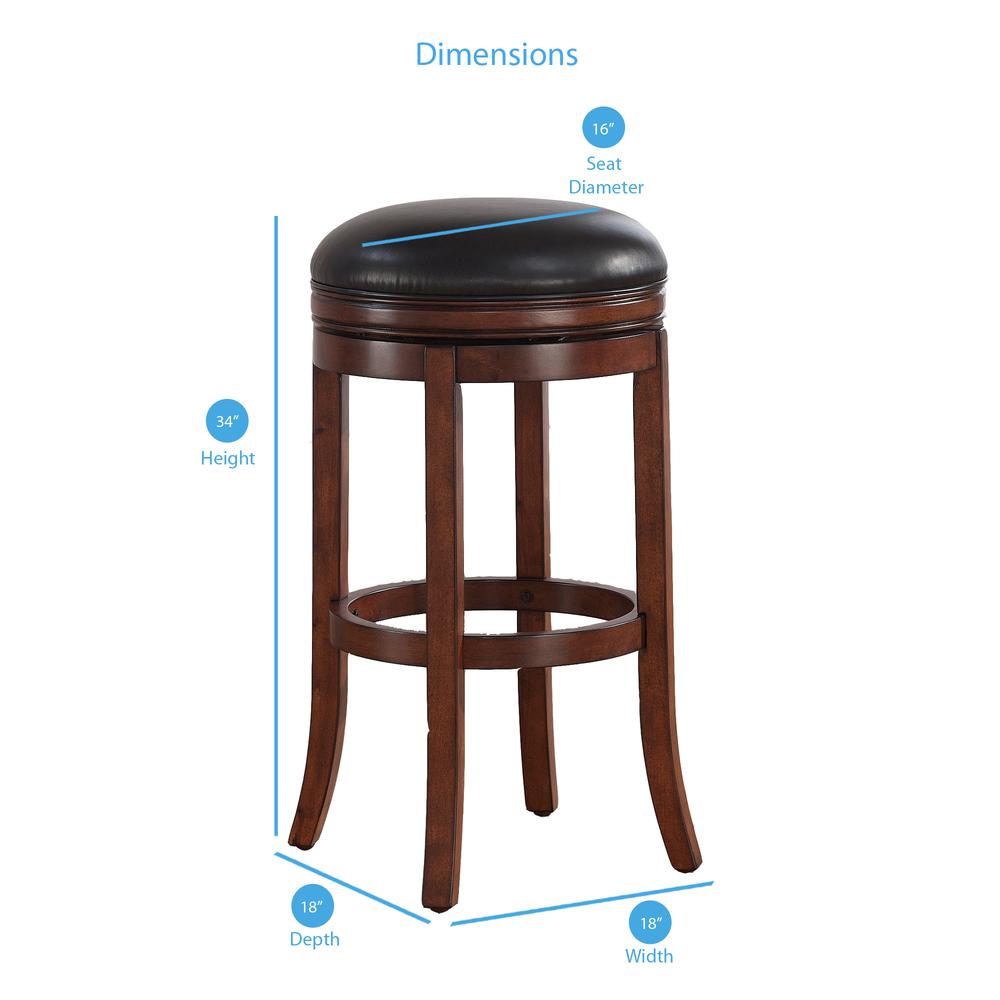 Stella 34" Backless Swivel Stool - Medium Walnut. Picture 4