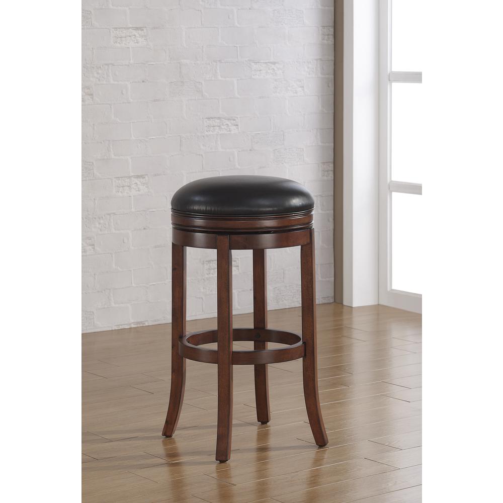 Stella 34" Backless Swivel Stool - Medium Walnut. Picture 1