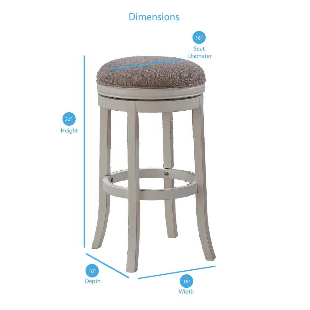 Aversa 26" Backless Swivel Stool - Distressed Antique White. Picture 3