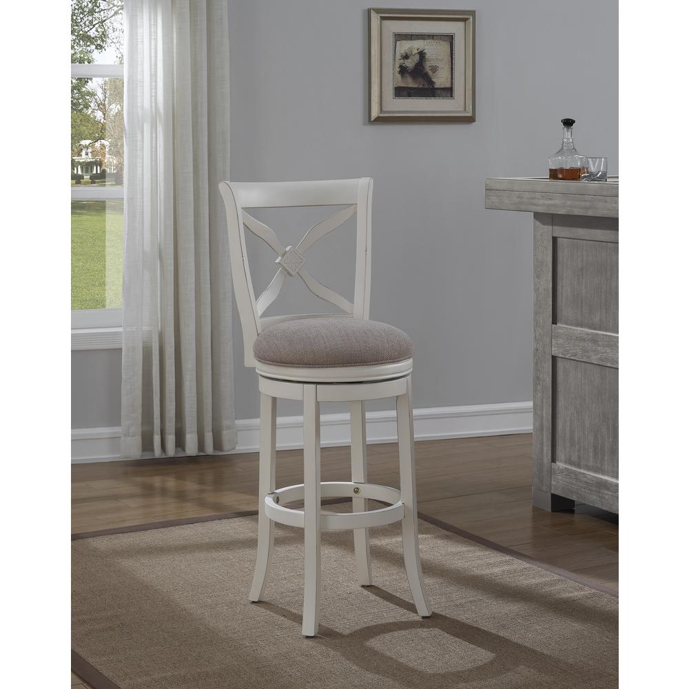 Accera 26" Swivel Stool - Distressed Antique White. Picture 1