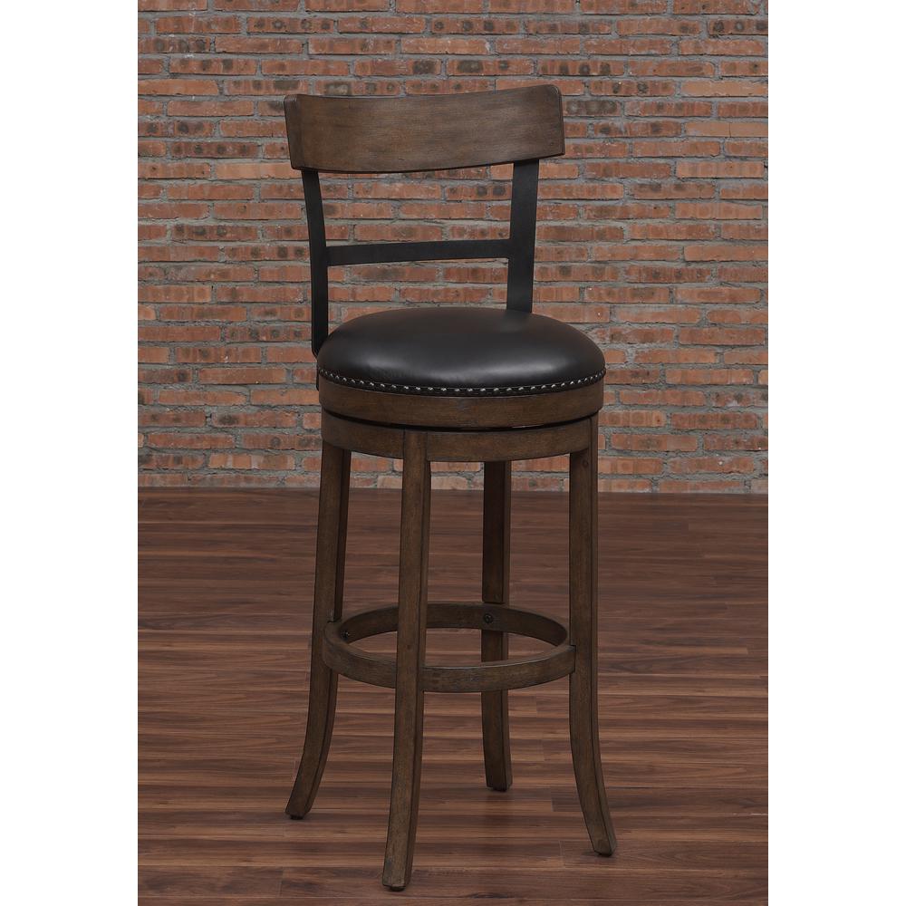 Taranto 34" Bar Swivel Stool - Washed Brown. Picture 3