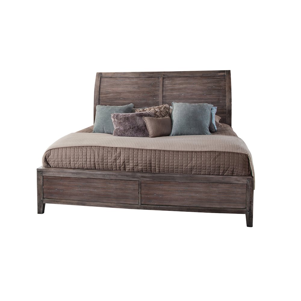 Aurora Queen Sleigh Bed - With Panel Footboard - Weathered Grey. Picture 1