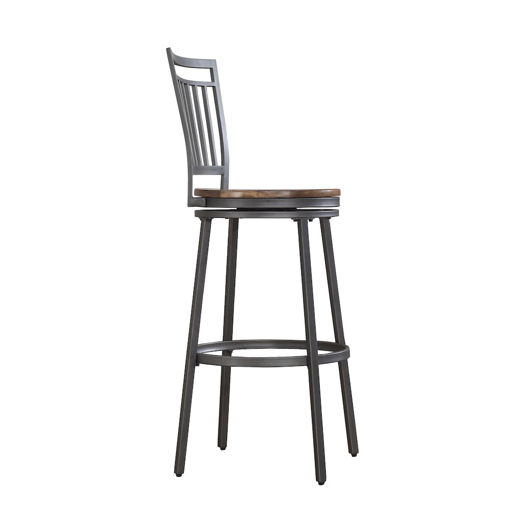 Stockton 30" Metal Swivel Stool - Slate Grey - Golden Oak Seat. Picture 3