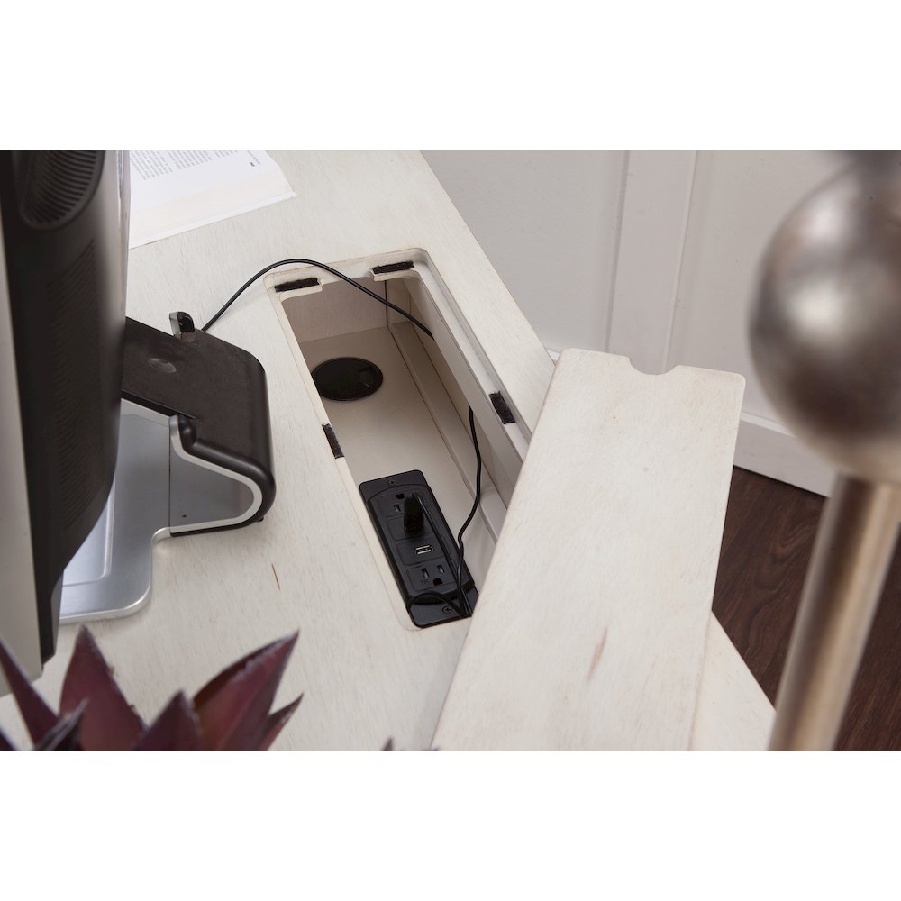 Sedona 60" Storage Desk with Power - Cobblestone White. Picture 6