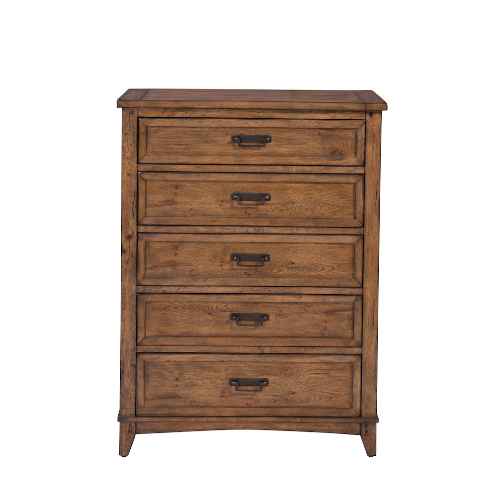 Oakdale 5-Drawer Chest - Honey Oak. Picture 2