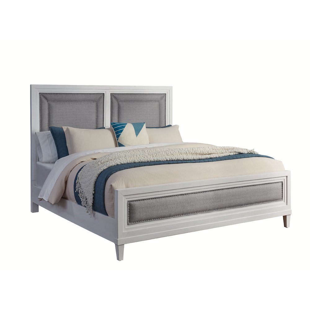 Dunescape Queen Upholstered Bed - White. Picture 1