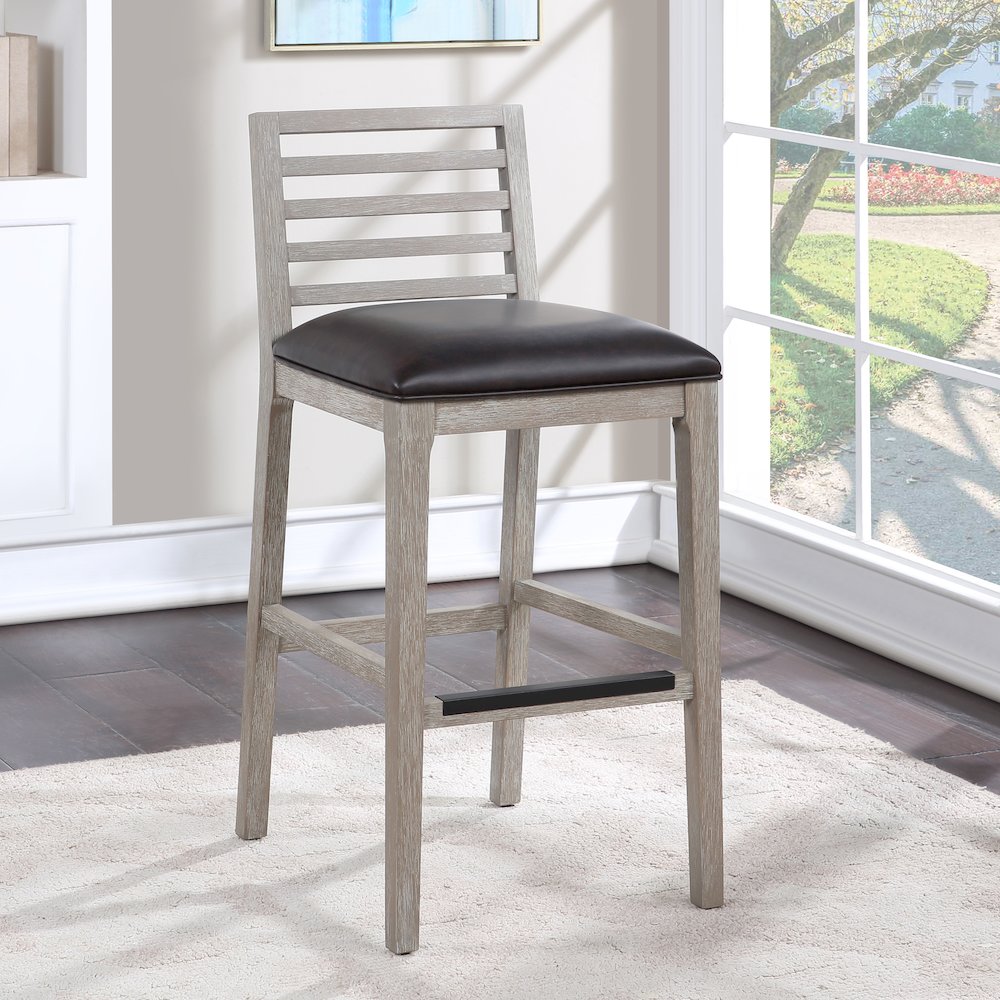 Siri 30" Wood Stool - Driftwood Grey. Picture 7