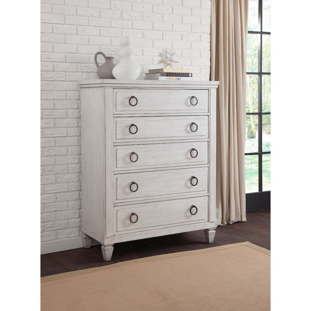 Salter Path 5-Drawer Chest - White Grain. Picture 3