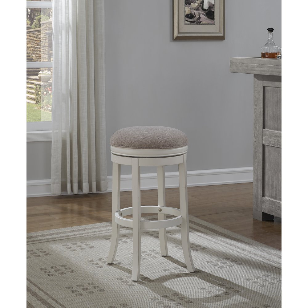 Aversa 34" Backless Swivel Stool - Distressed Antique White. Picture 3
