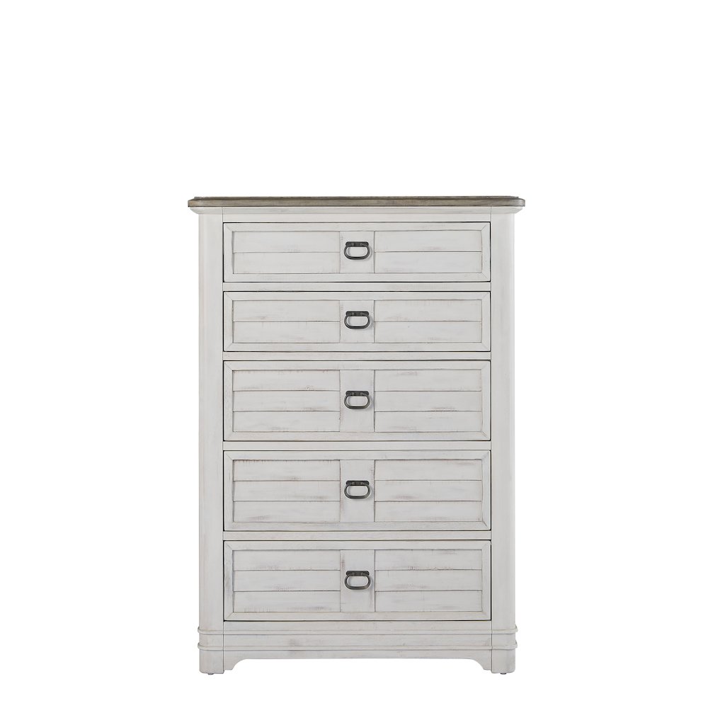 Meadowbrook 5-Drawer Chest - Whitewash - Sand Top. Picture 1