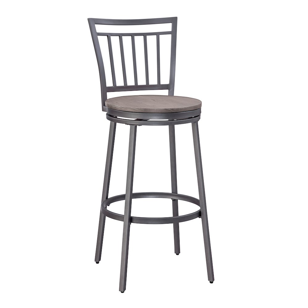 Stockton 30" Metal Swivel Stool - Slate Grey - Grey Oak Seat. Picture 1