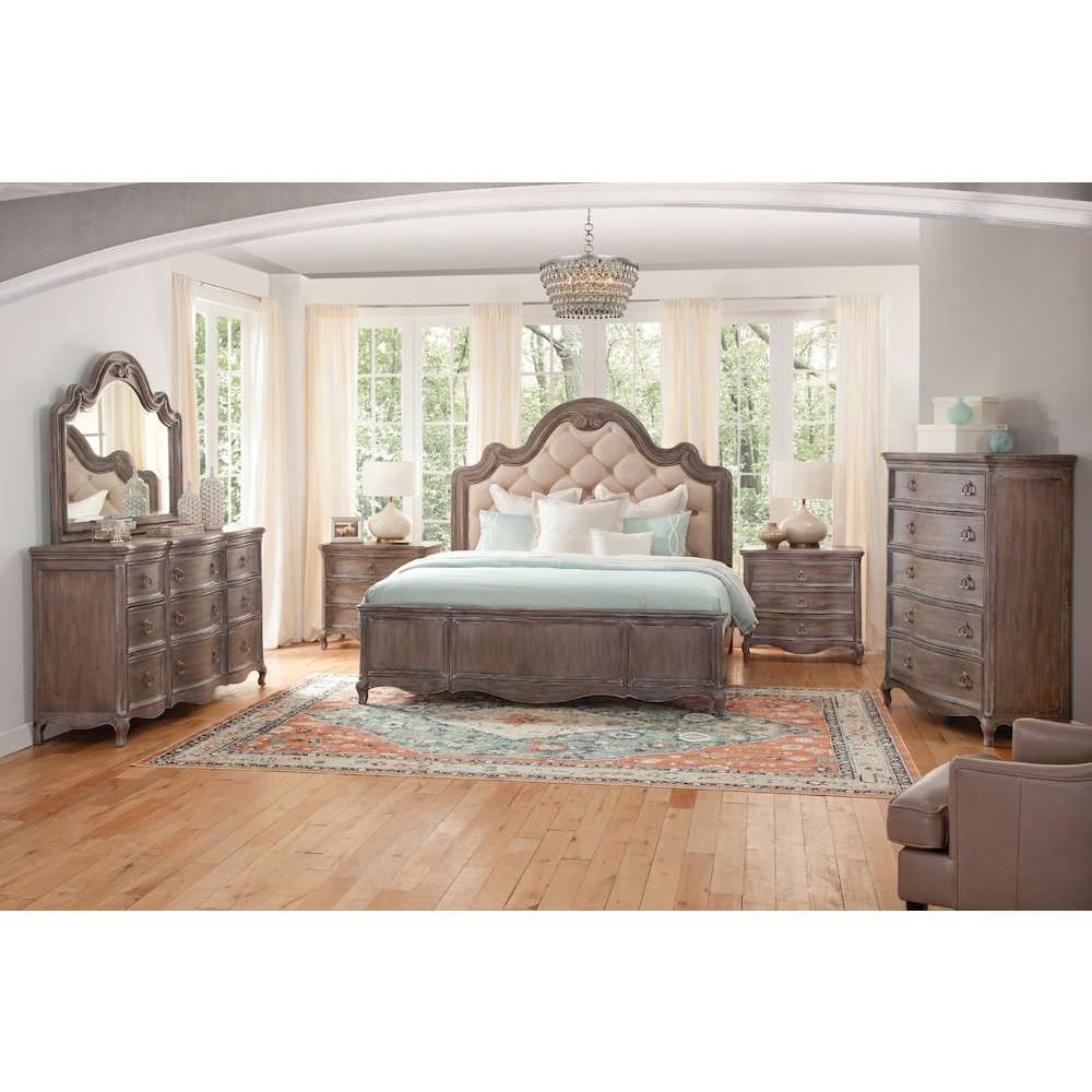 Genoa Queen Tufted Upholstered Bed - with Panel Footboard - Antique Grey. Picture 2