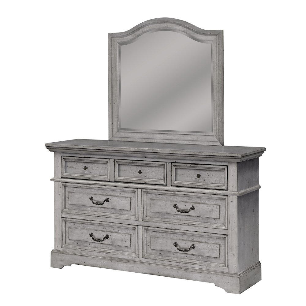 Stonebrook Dresser with Mirror - Light Distressed Antique Gray. Picture 1