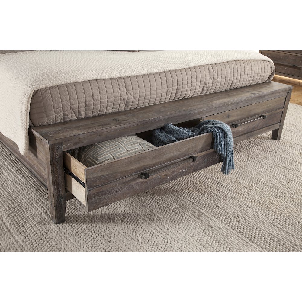 Aurora Queen Sleigh Bed - With Storage Footboard - Weathered Grey. Picture 4