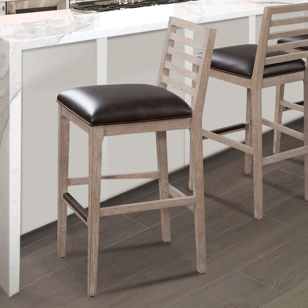 Siri 26" Wood Stool - Driftwood Grey. Picture 6