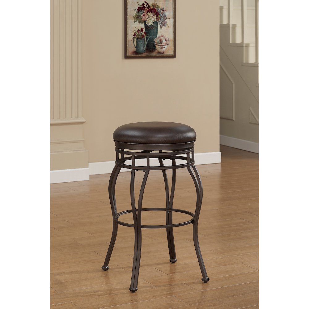 Sienna 34" Backless Metal Swivel Stool - Russet Brown. Picture 4