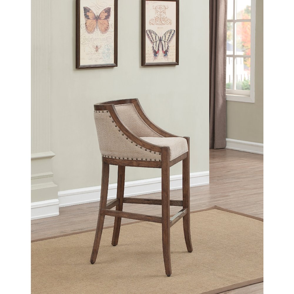 Michelle 30" Bar Stool - Warm Brown. Picture 5