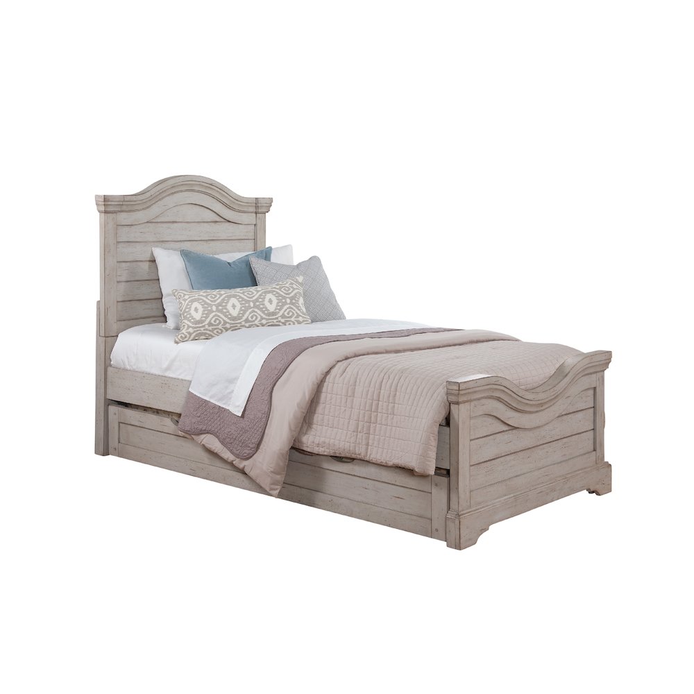 Stonebrook Twin Panel Bed - Light Distressed Antique Gray. Picture 1