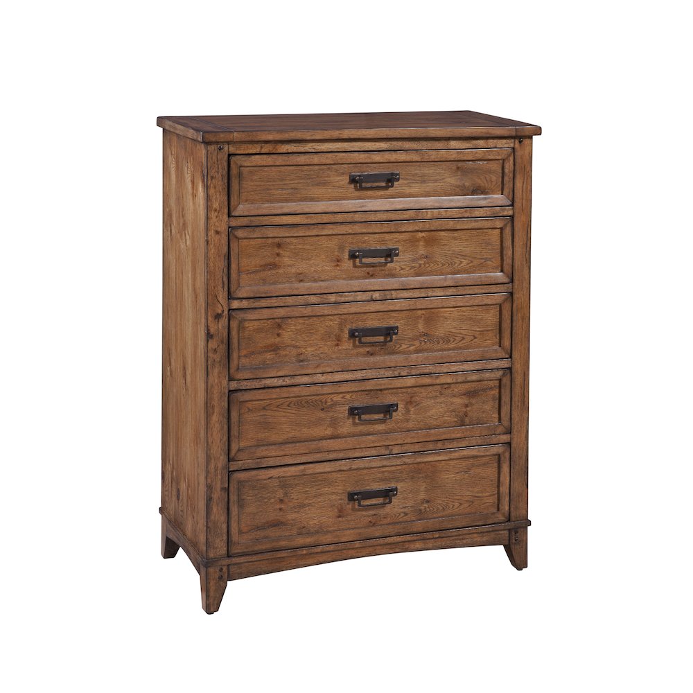 Oakdale 5-Drawer Chest - Honey Oak. Picture 1
