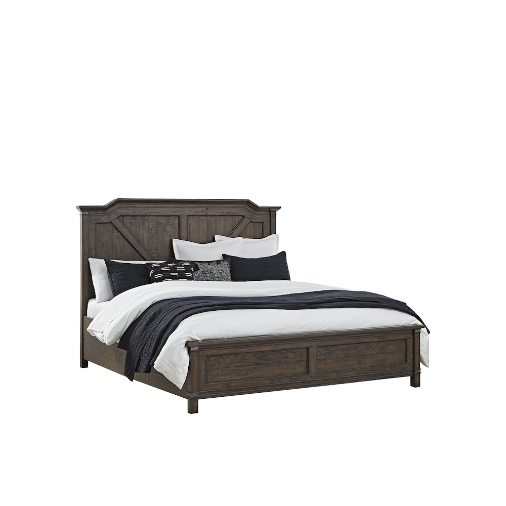 Farmwood King Panel Bed - with Panel Footboard - Whiskey Barrell. Picture 1