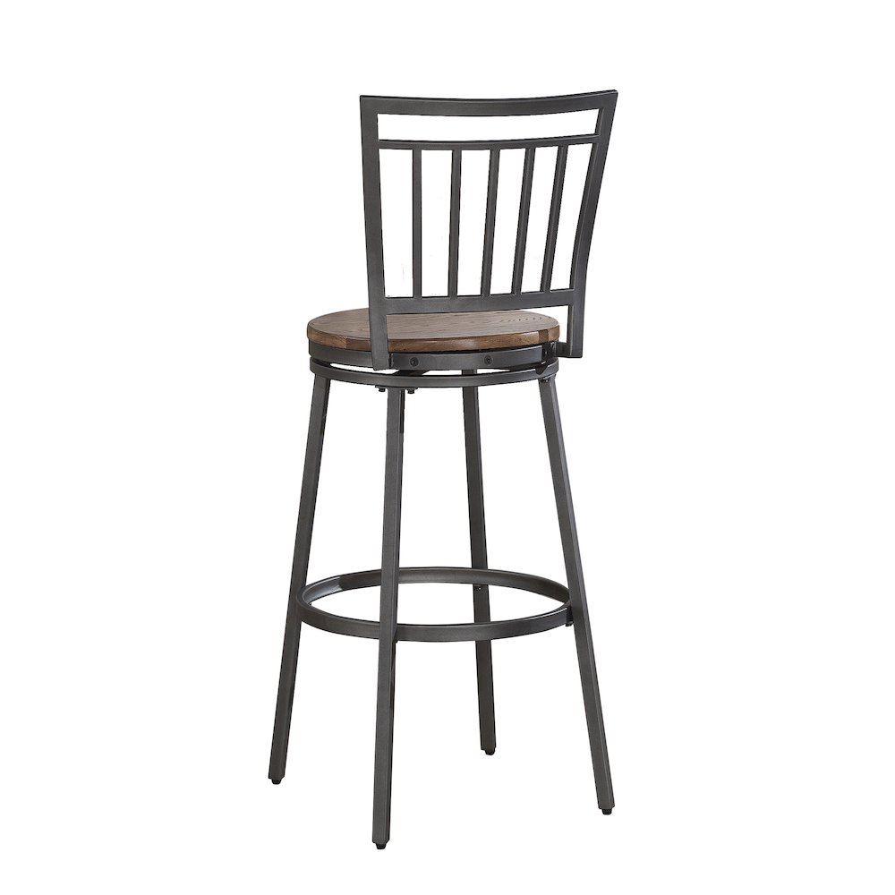 Stockton 30" Metal Swivel Stool - Slate Grey - Golden Oak Seat. Picture 2