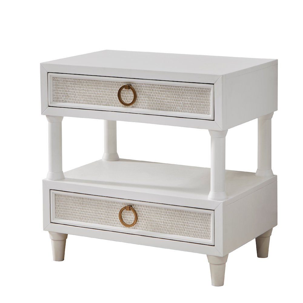 Switchgrass 2-Drawer with Open Shelf Nightstand - White. Picture 1