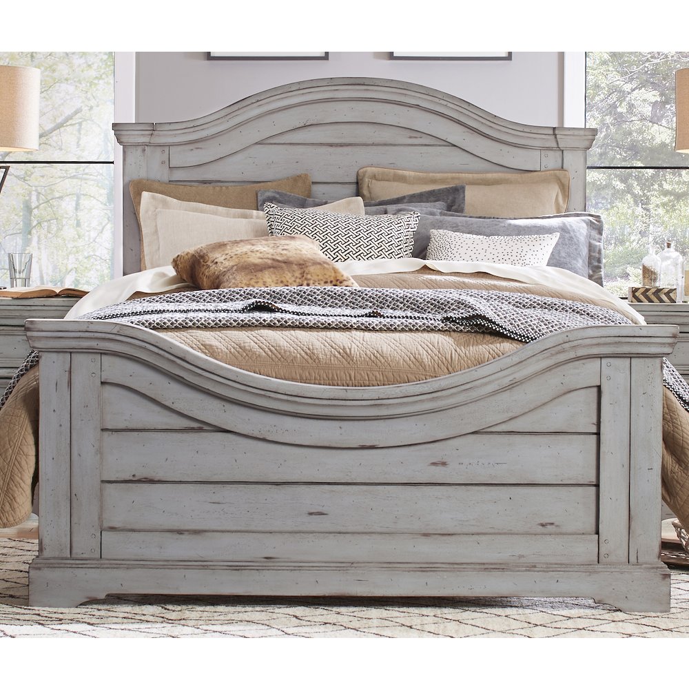Stonebrook King Panel Bed - Light Distressed Antique Gray. Picture 3