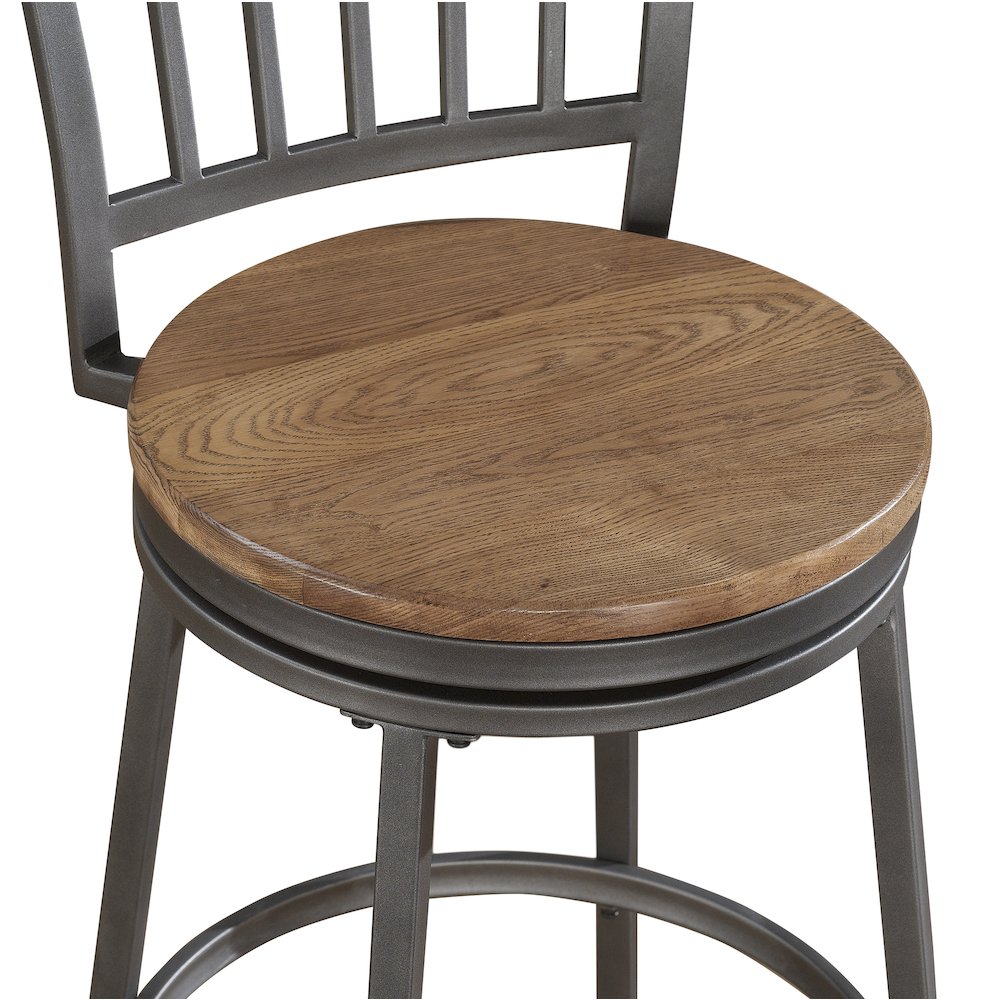 Stockton 25" Metal Swivel Stool - Slate Grey - Golden Oak Seat. Picture 5