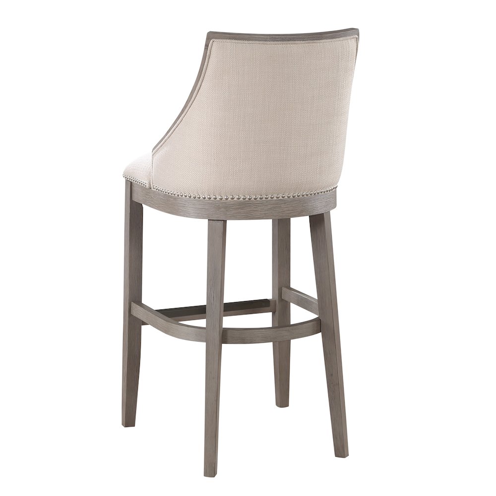 Keller Counter Height Stool 30" - Beige Fabric - Greywood Finish. Picture 2