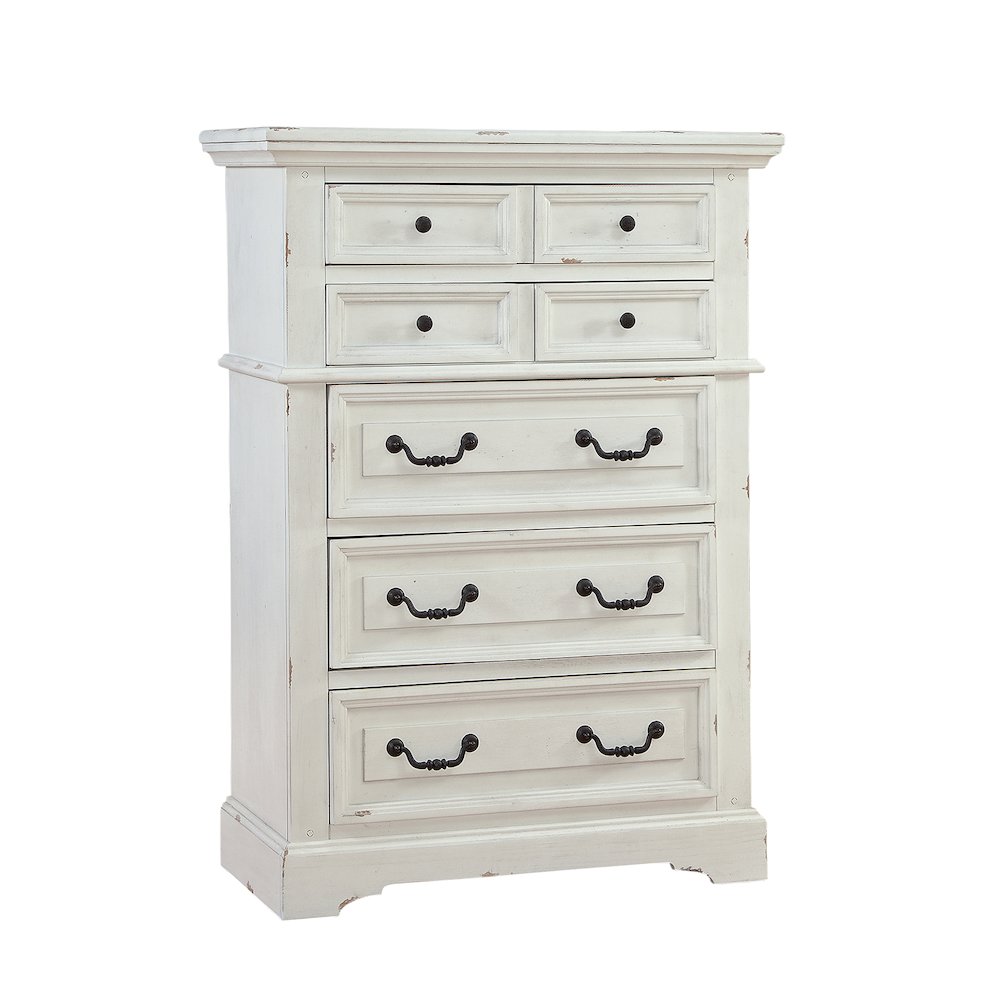 Stonebrook 5-Drawer Chest - Distressed Antique White. Picture 2