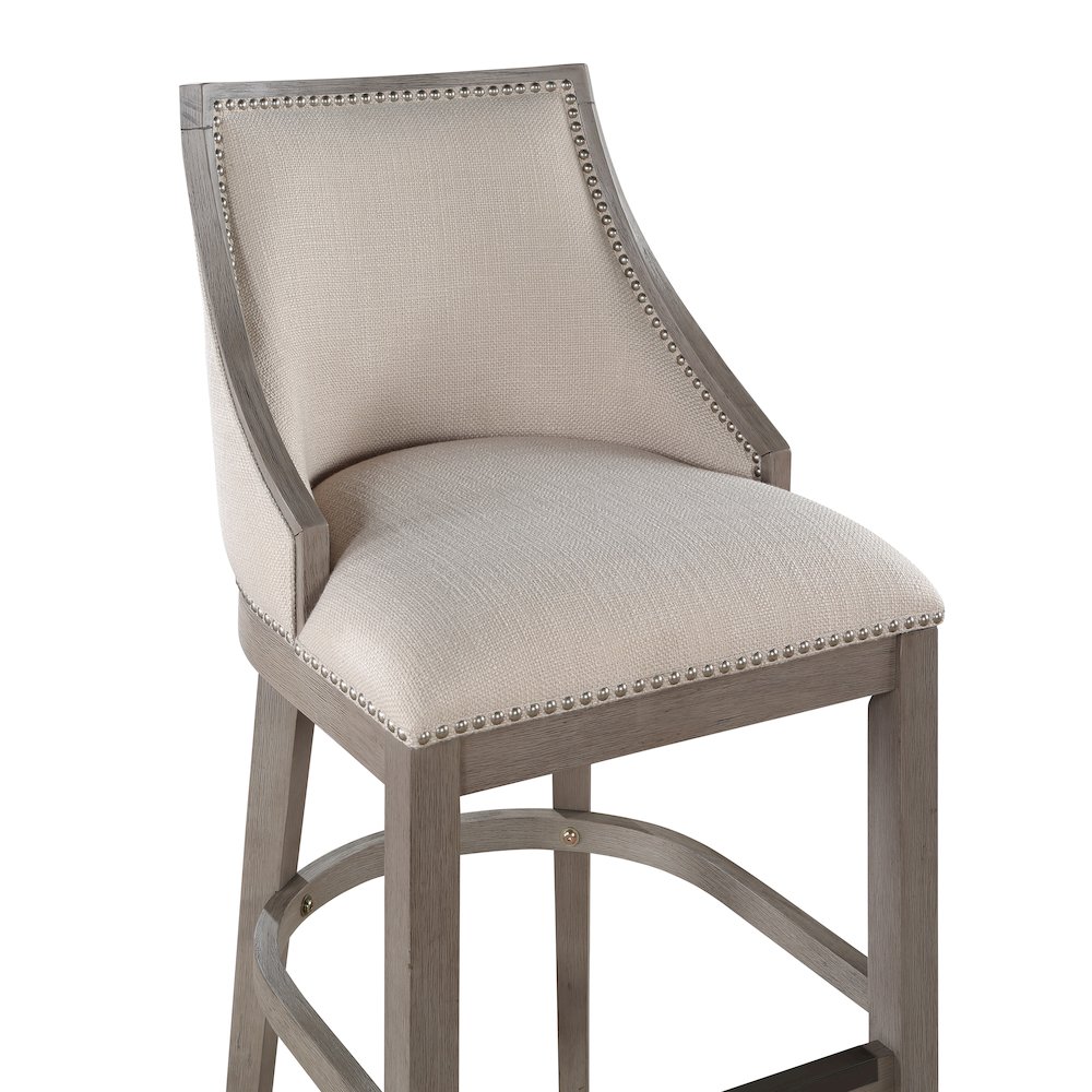 Keller Counter Height Stool 30" - Beige Fabric - Greywood Finish. Picture 3