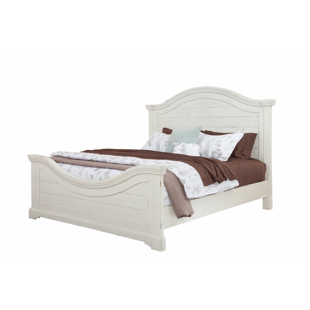Stonebrook Queen Panel Bed - Distressed Antique White. Picture 1