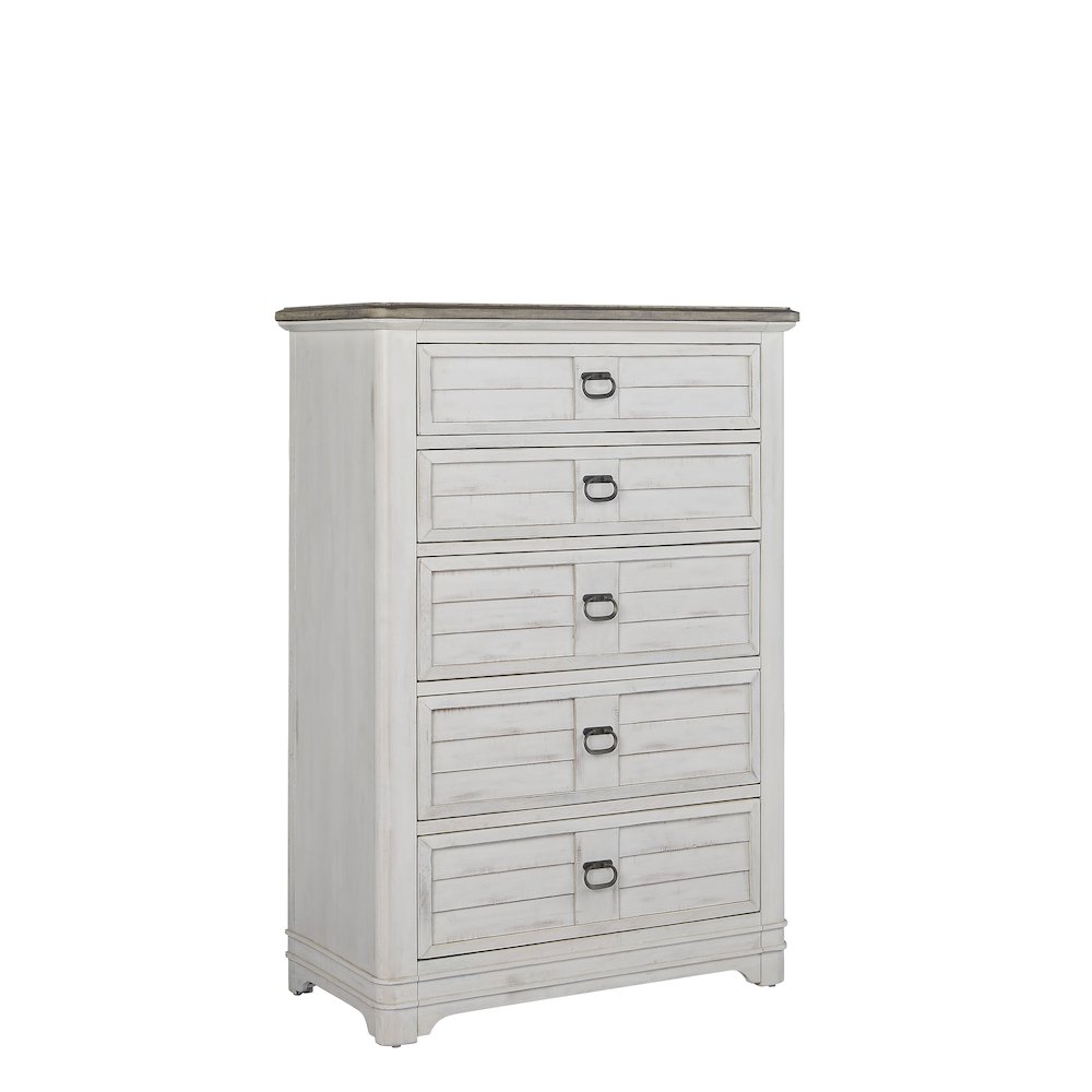 Meadowbrook 5-Drawer Chest - Whitewash - Sand Top. Picture 2