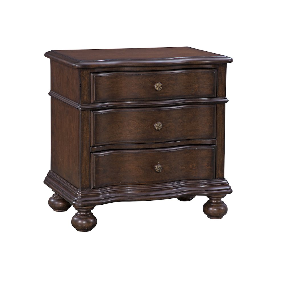Rodanthe 3-Drawer Nightstand - Cherry Brunette. Picture 1